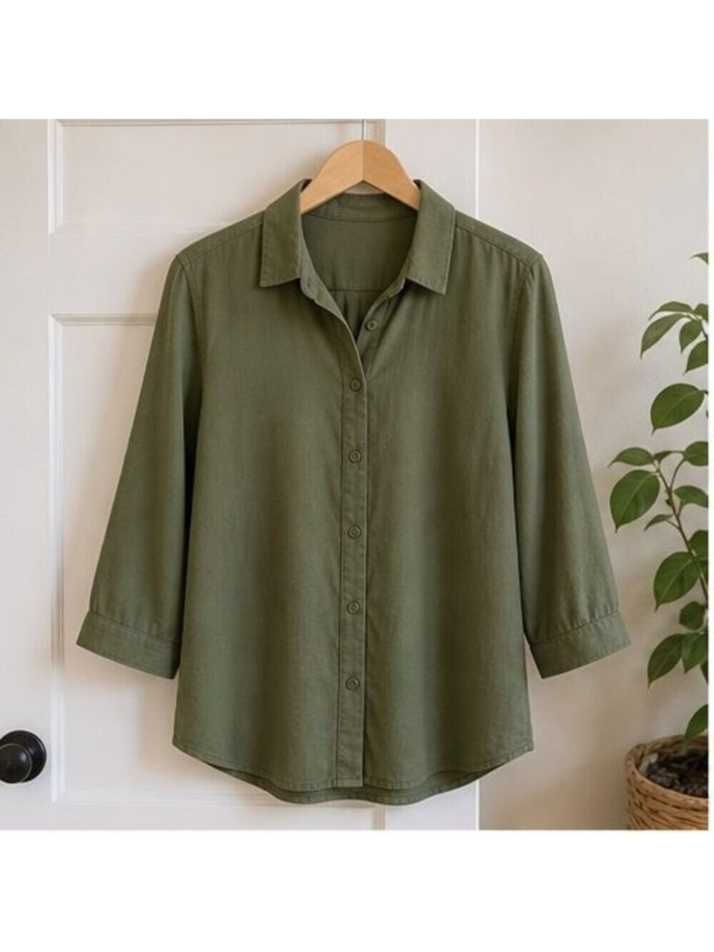 Olive Puff Sleeve Top